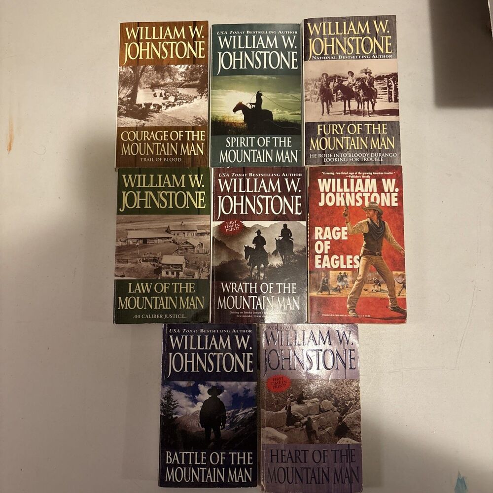 Lot of 8 William W. Johnstone Western Paperbacks – Ex‑Library – Action Series